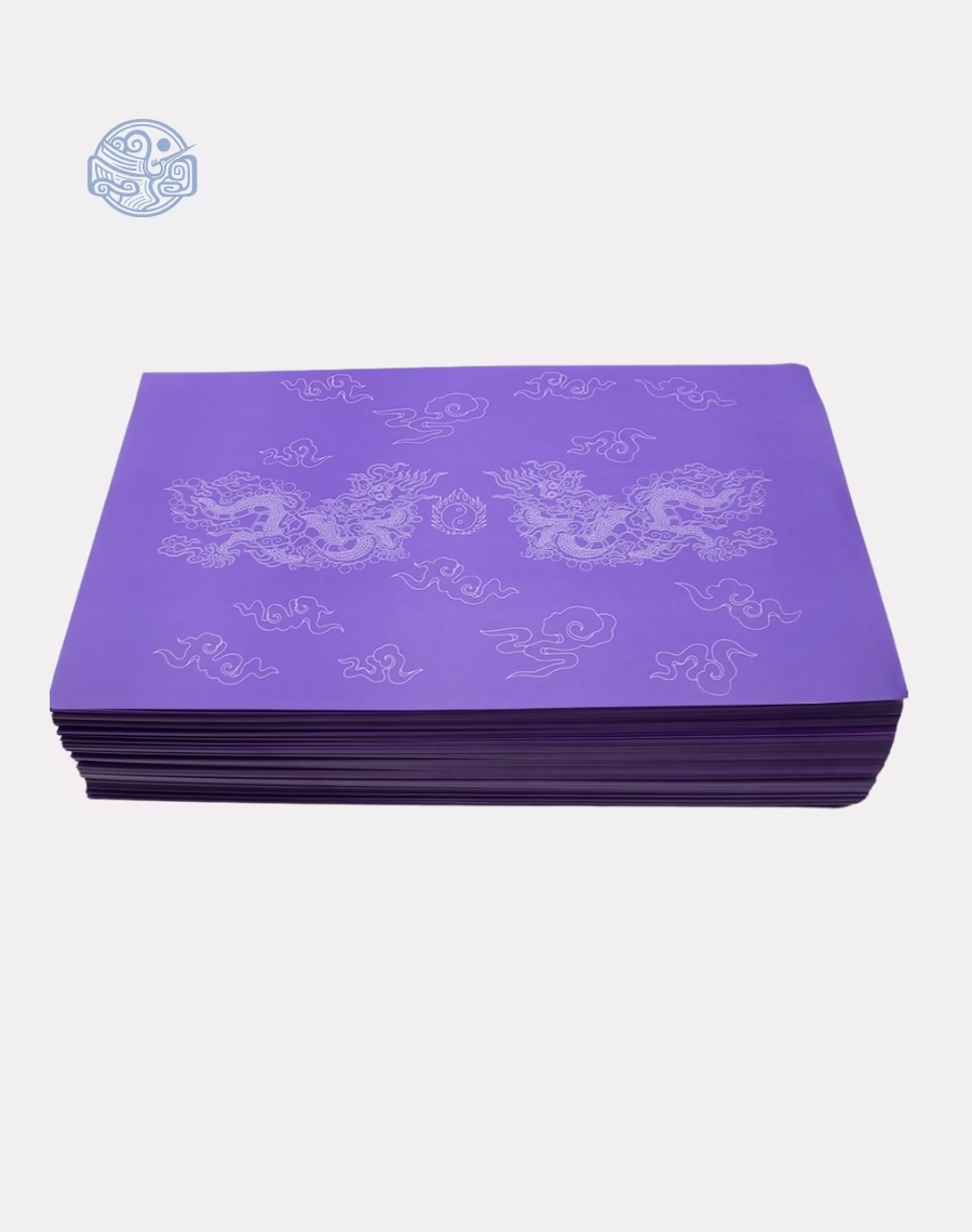 Giấy in sớ Việt Lạc rồng chầu RN 30x55cm 1000D65 nền tím