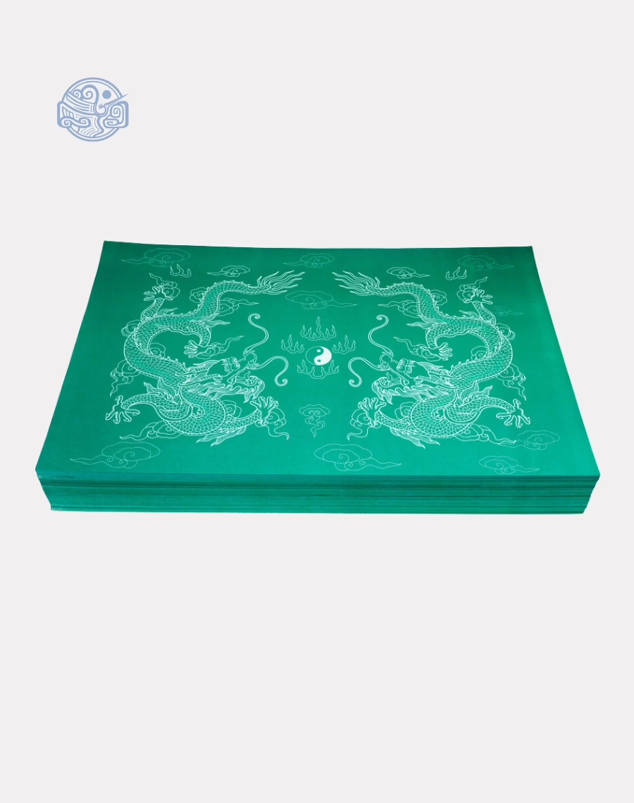 Giấy in sớ Việt Lạc rồng chầu RH nền xanh lục